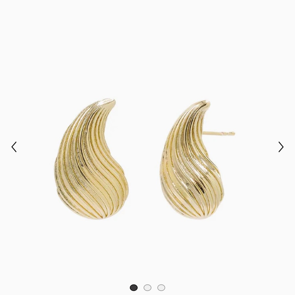 Gold Plated 30mm Textured Shell Earrings NEW
